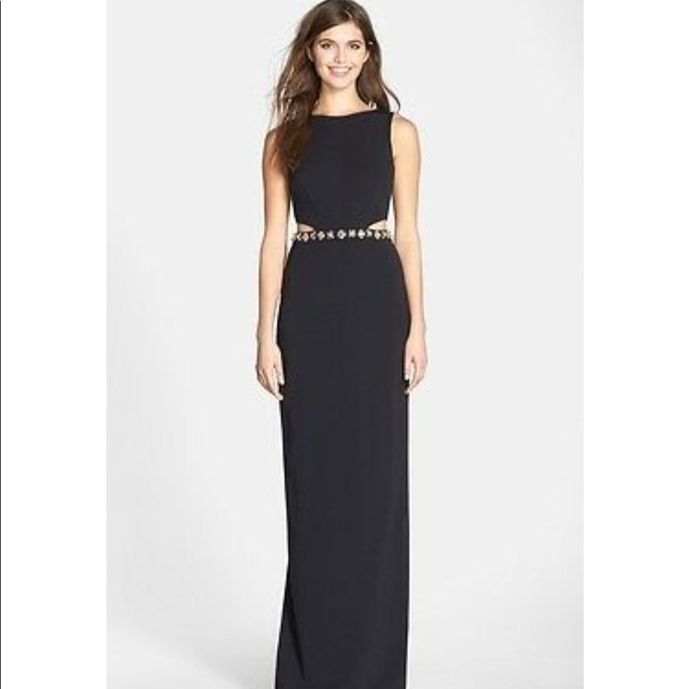 NEW! Nicole Miller Embellished Cutout Column Gown